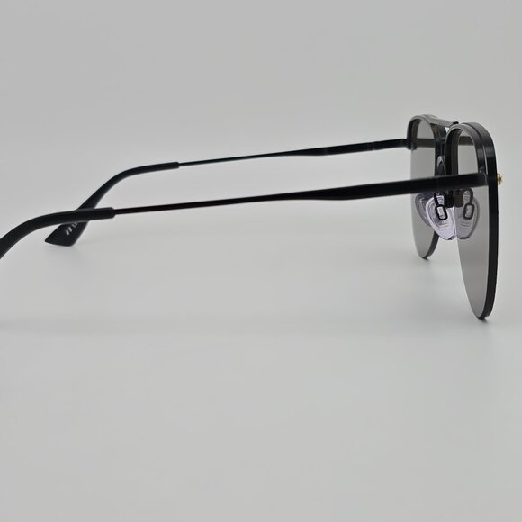 Le Specs The Prince Black Frame Gold Mirror Flat Lens Aviator Sunglasses 57mm - Picture 6 of 13